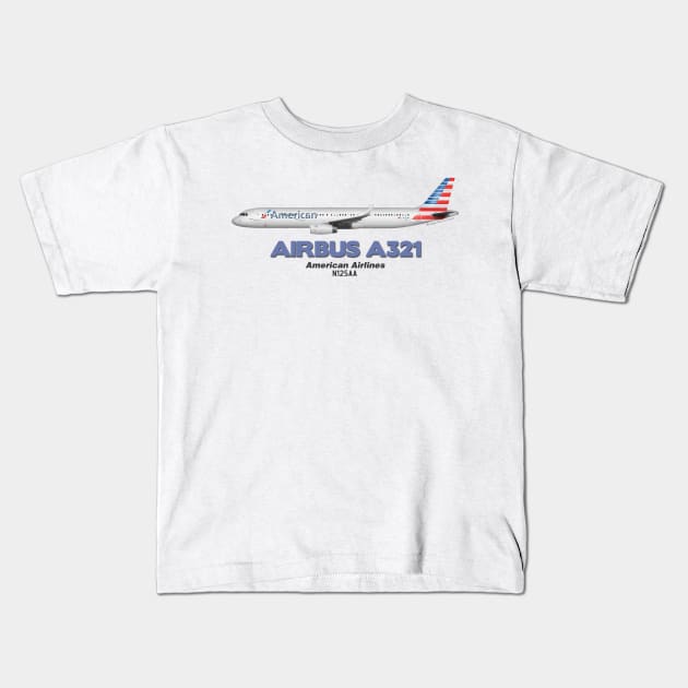 Airbus A321 - American Airlines Kids T-Shirt by TheArtofFlying